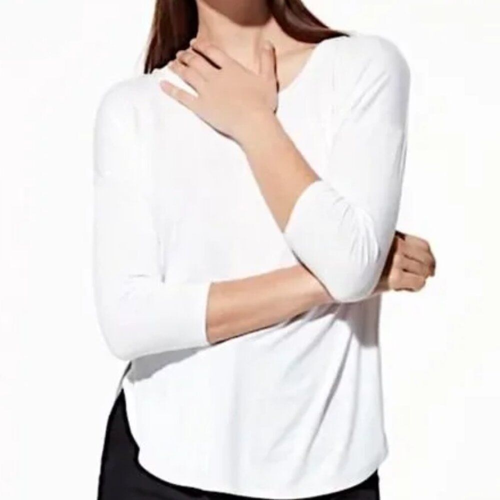 Babaton White Norris Long Sleeve Tee Top Size M